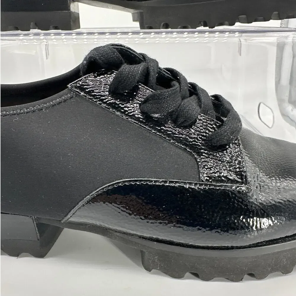 Donald Pliner Elee Lug Sole Platform Oxford Shoes Lace Up Black Leather Sz 8.5